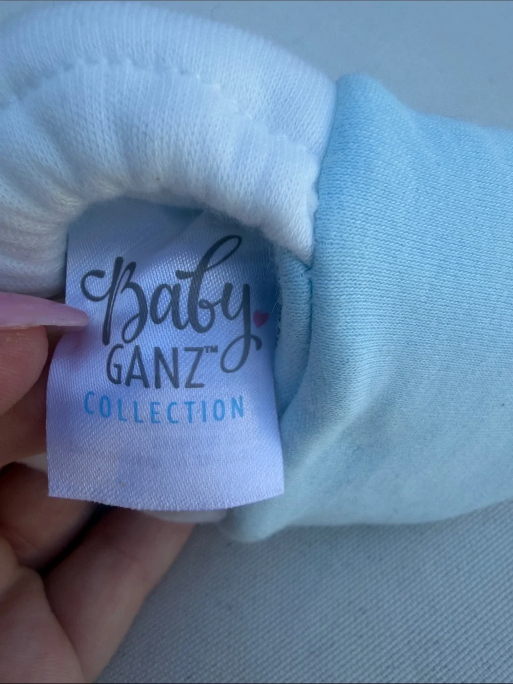 GANZ Baby Light Blue Plush Bootie with White Trim